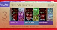 Better Homes Gardens 3 Pk 100% Pure Essential Oil Set: Lavander/Eucalpytus/Peppe