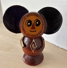 Vintage Cheburashka Wooden Toy Handmade Doll Soviet USSR Figure 4" Tall