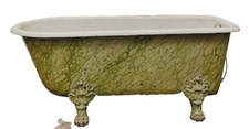 Baignoire en fonte émaillée Pieds griffes patinés faux marbre XIX Siècle