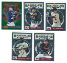 (5) 2020 Topps Baseball's Finest Flashbacks Brewers Lot Yelich Hiura Braun Hader