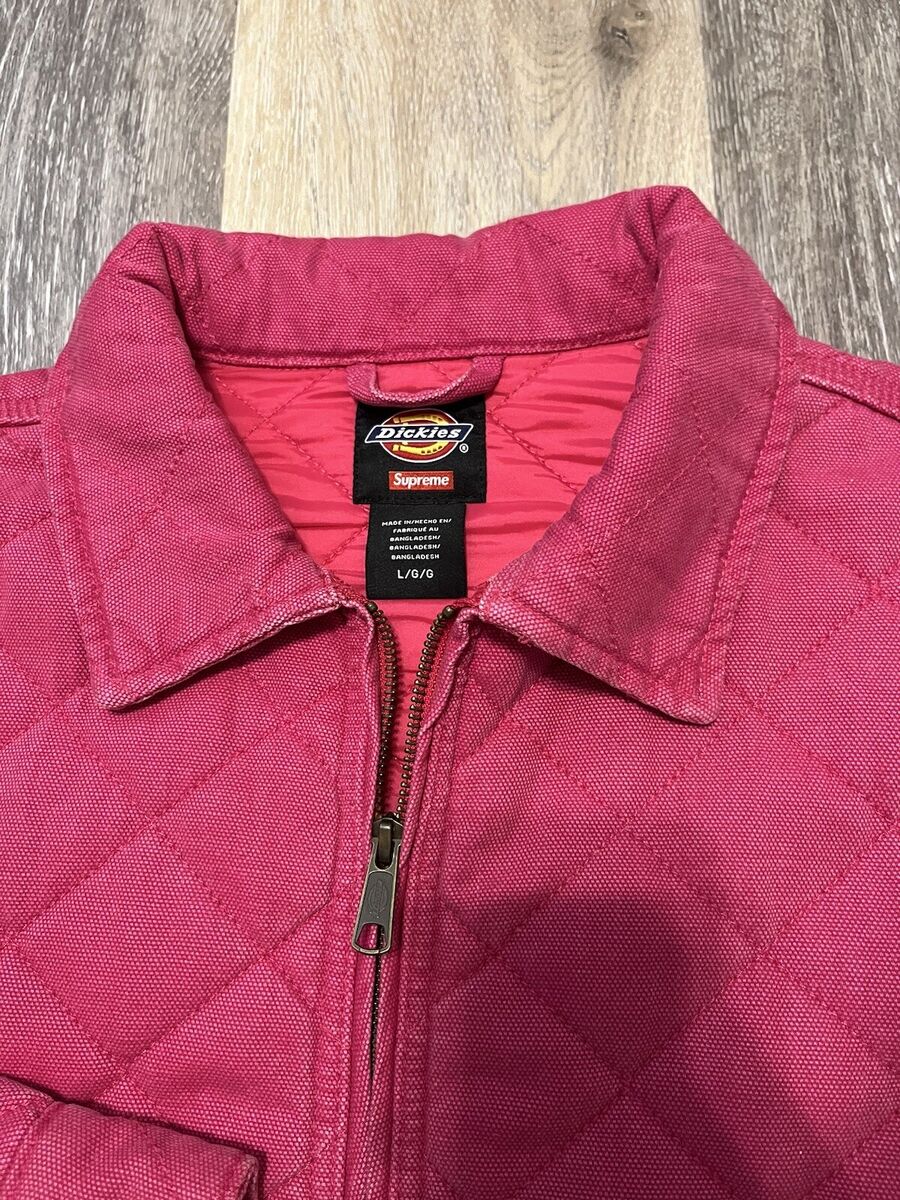 Supreme Dickies Quilted Denim Work Jacket Pink Mens Large Supreme Dickies Quilted Denim Work Jacket Pink Mens Large