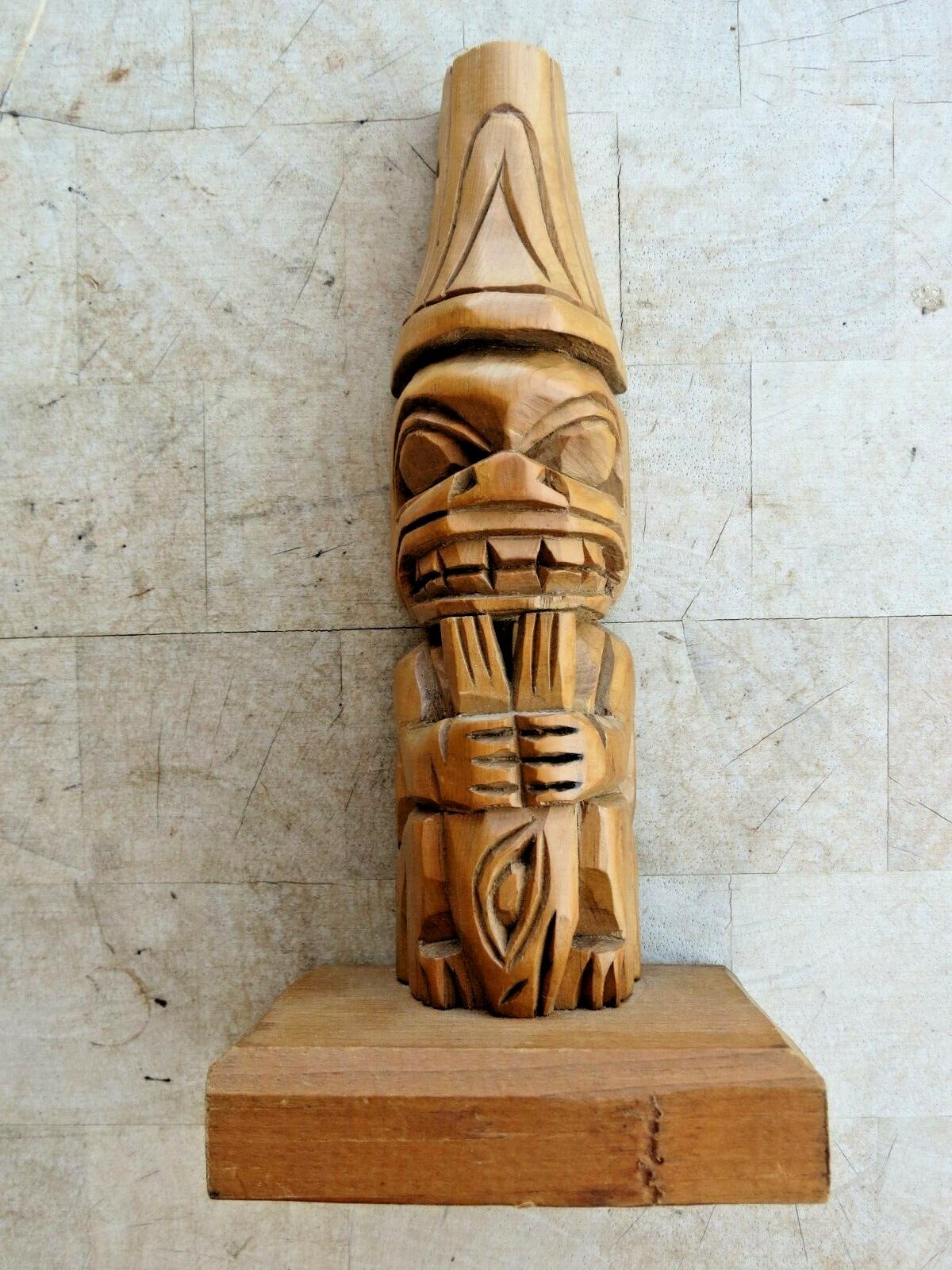 RARE NATIVE American WOOD CARVING Danny James CARVED Sculpture Totem