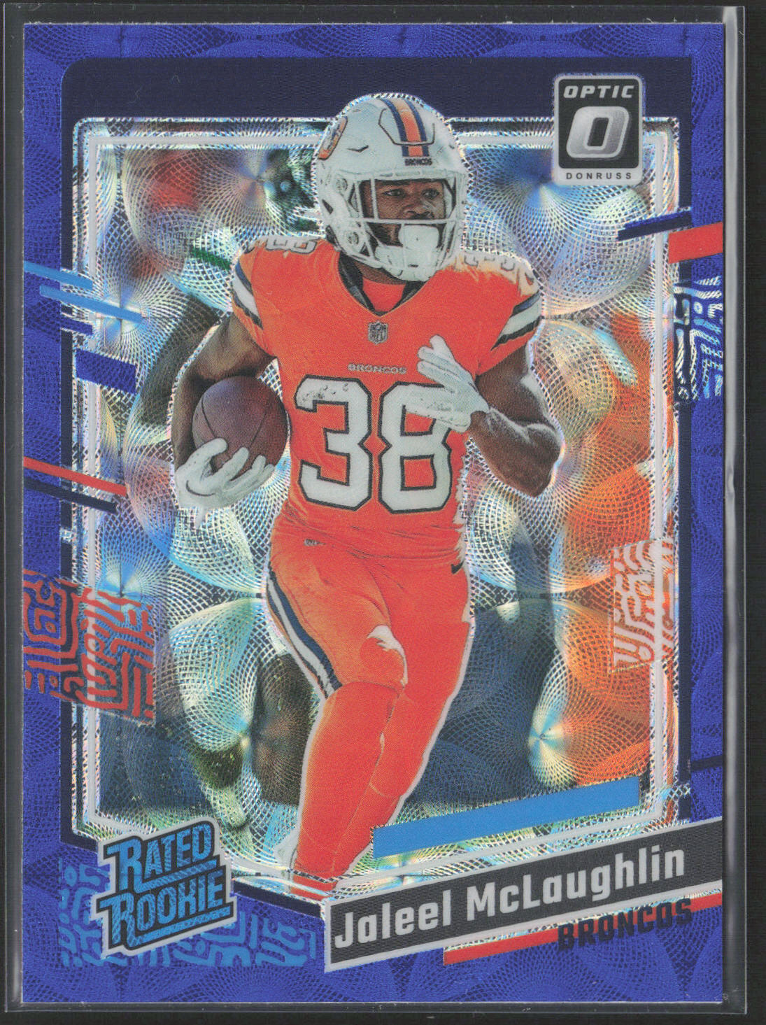 2023 Donruss Optic #232 Jaleel McLaughlin Blue Scope Rated Rookie Broncos