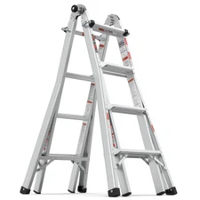 17ft Multi-Position Foldable Aluminum Ladder, A-Frame and Straight Ladder