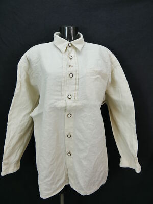 Size L costume shirt Key West cream linen with letters embroidery TH1781