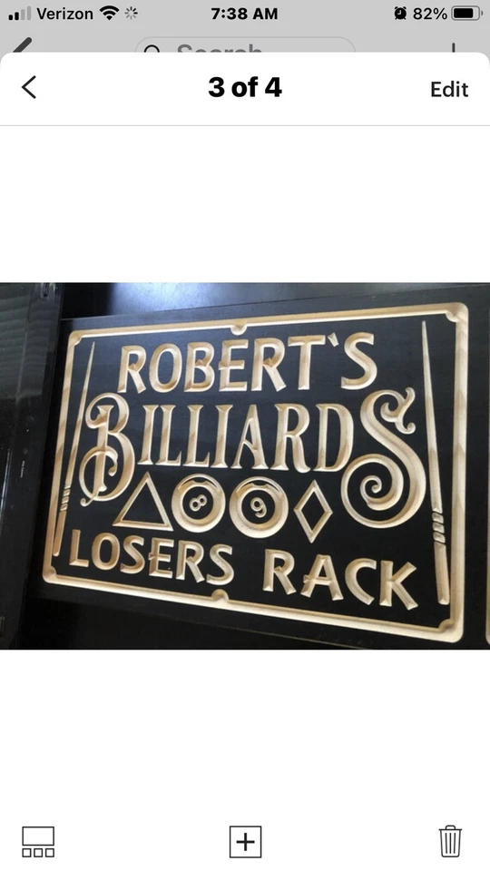 Personalized Billiards Room Pool Hall Gift Custom Carved Wood Plaque - Image 3 of 3