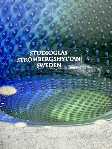 Strombergshyttan Studio Glass Art Abstract Glass Stromberg Blue/Green 30 of 50 - Picture 11 of 23