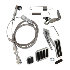 Billet Gas Pedal w/Brake+Clutch Pad & 24" Throttle Cable Bracket Spring Kit Ford