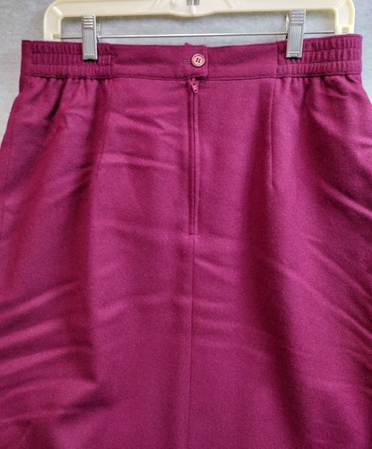 Sag Harbor Size 14 Raisin Color Long 100% Pure Wool Skirt Lined Elastic Back - Picture 3 of 5