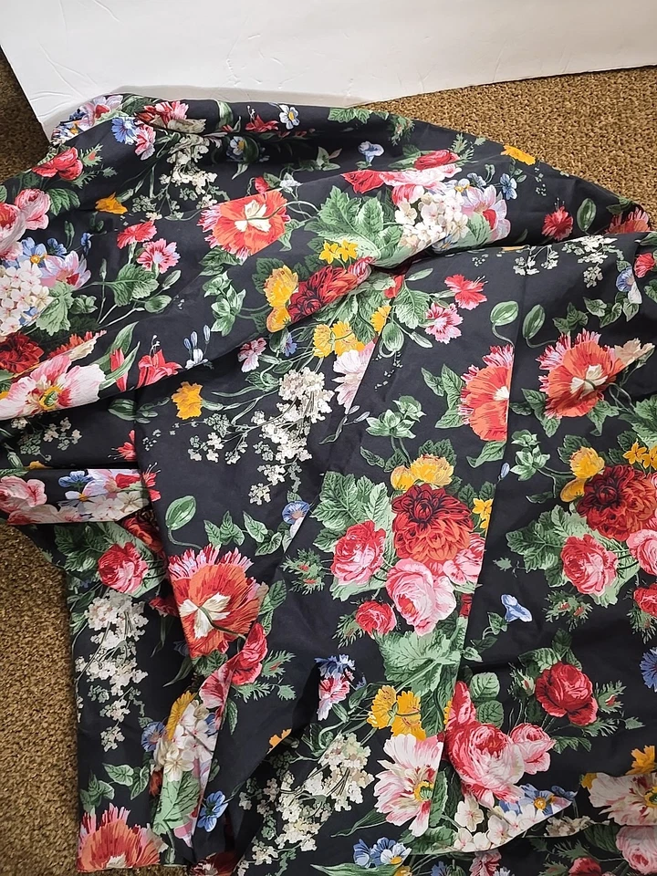 RARE Ralph Lauren *ISADORA KING Fltted SHEET Black FLORALS Cosette - Image 3 of 4