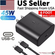 45W USB-C Super Fast Wall Charger  6FT Cable For Samsung Galaxy S21 S22 S23 S24