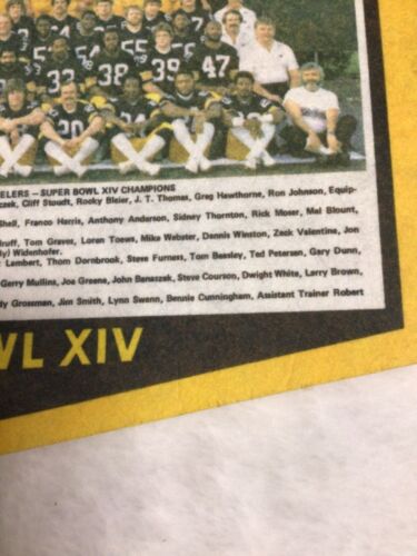 Pittsburgh Steelers Super Bowl XIV Champs Team Photo Pennant Full Size - Picture 4 of 8