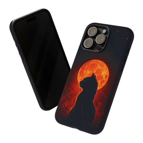 Cat Silhouette Orange Moon - Phone Ink Cover Case for iPhone, Galaxy, Pixel - 第 52/273 張圖片