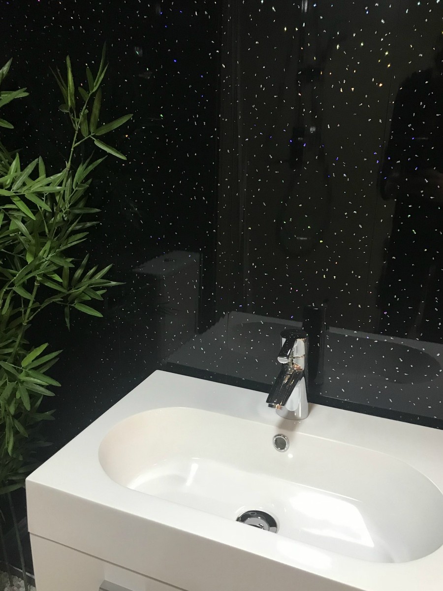 Buy 10 The Cladding Store Black Sparkle PVC Cladding For Bathroom Shower Wet Wall 100 Waterproof Pvc Ceiling Panel 250 Mm Wide X 2 6 M Long X 5 Mm Deep Pvc Shower Panels - View #7
