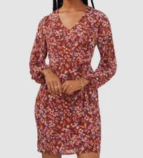 Msk Women's Red Floral-Print V-Neck Shift Dress Size Medium