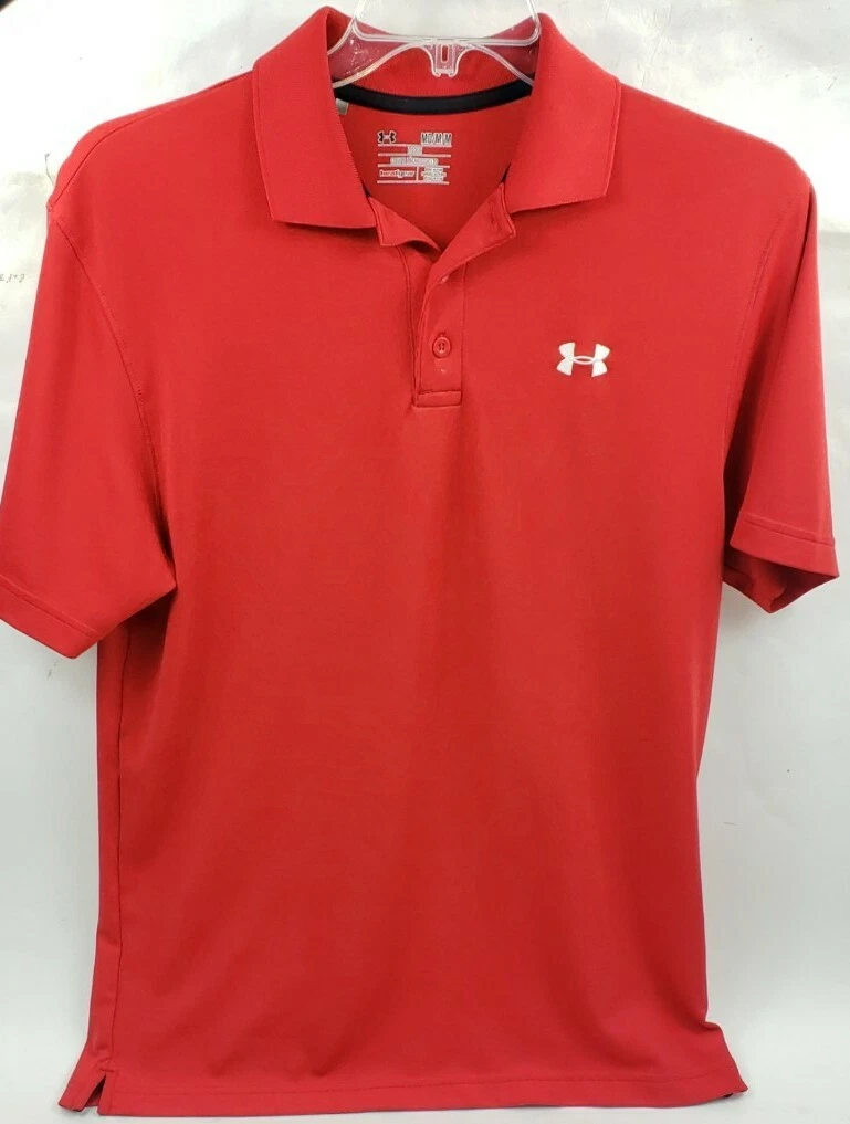 Under Armour Mens Medium Red Golf Polo Casual Loose Fit Short Sleeve Shirt