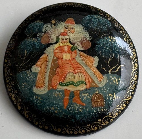 Original alte russische Brosche „Väterchen Frost“ Mstera Schule ca 1990 signiert - Picture 5 of 7