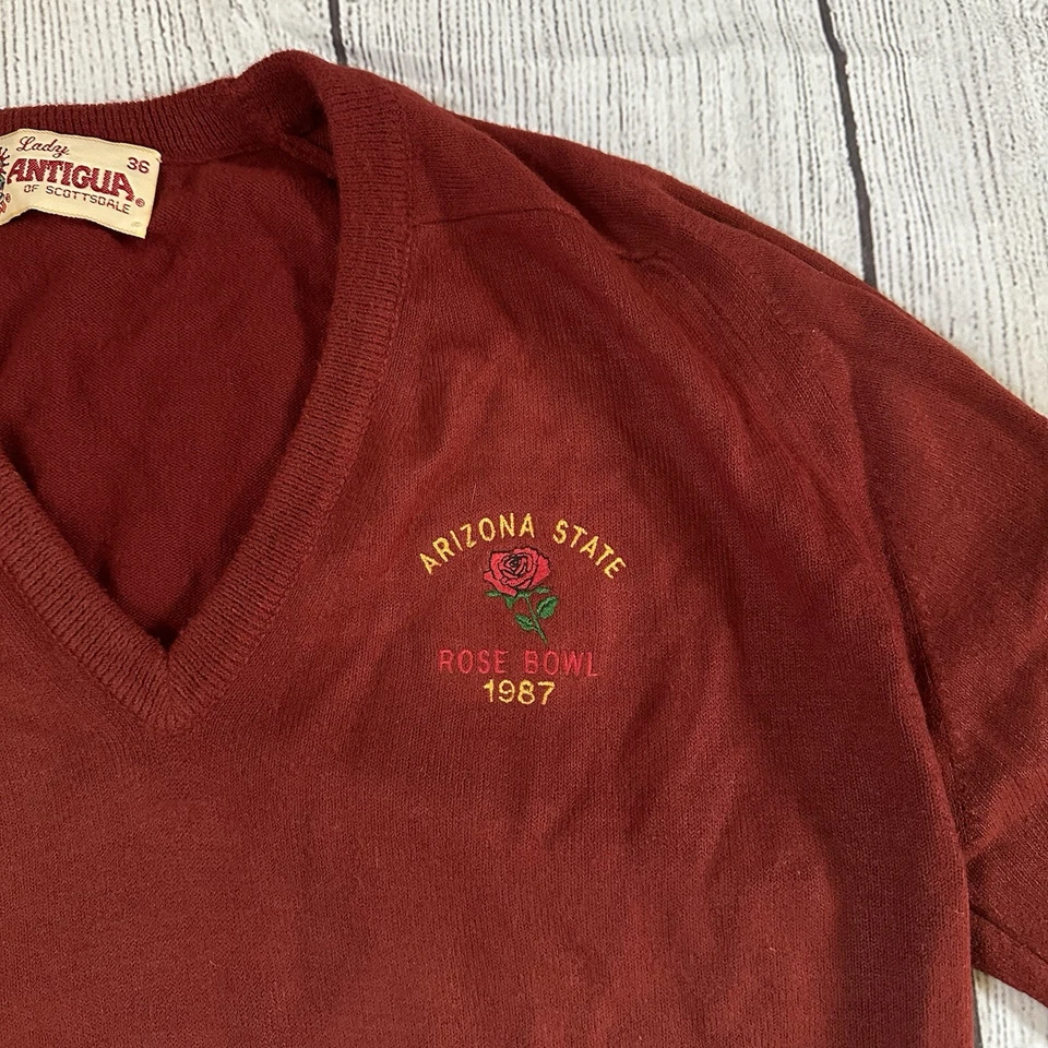 Vintage 1987 Lady Antigua Arizona State University Rose Bowl Sweater READ - Image 4 of 4