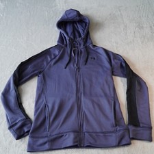 Under Armour Womens Hoodie Small Blue Zip Sweatshirt Casual Fitted Polyester