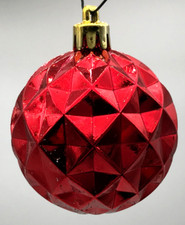 Vintage Retro Red Faceted Shatterproof Ornaments Set of 4