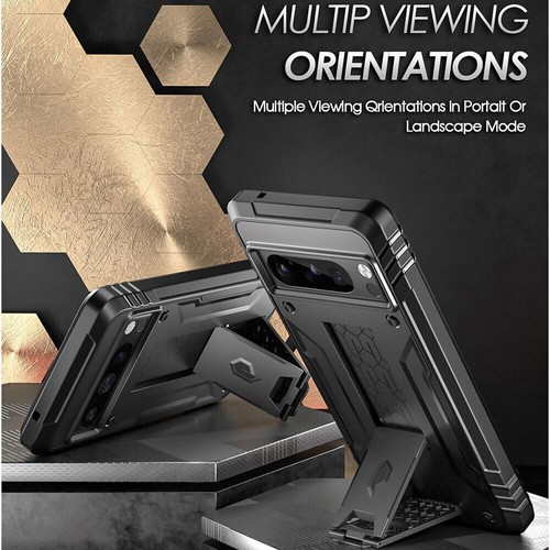 Case For Google Pixel 8 Pro Rugged Shockproof Dual Layer Stand Phone Cover Black - Picture 5 of 7
