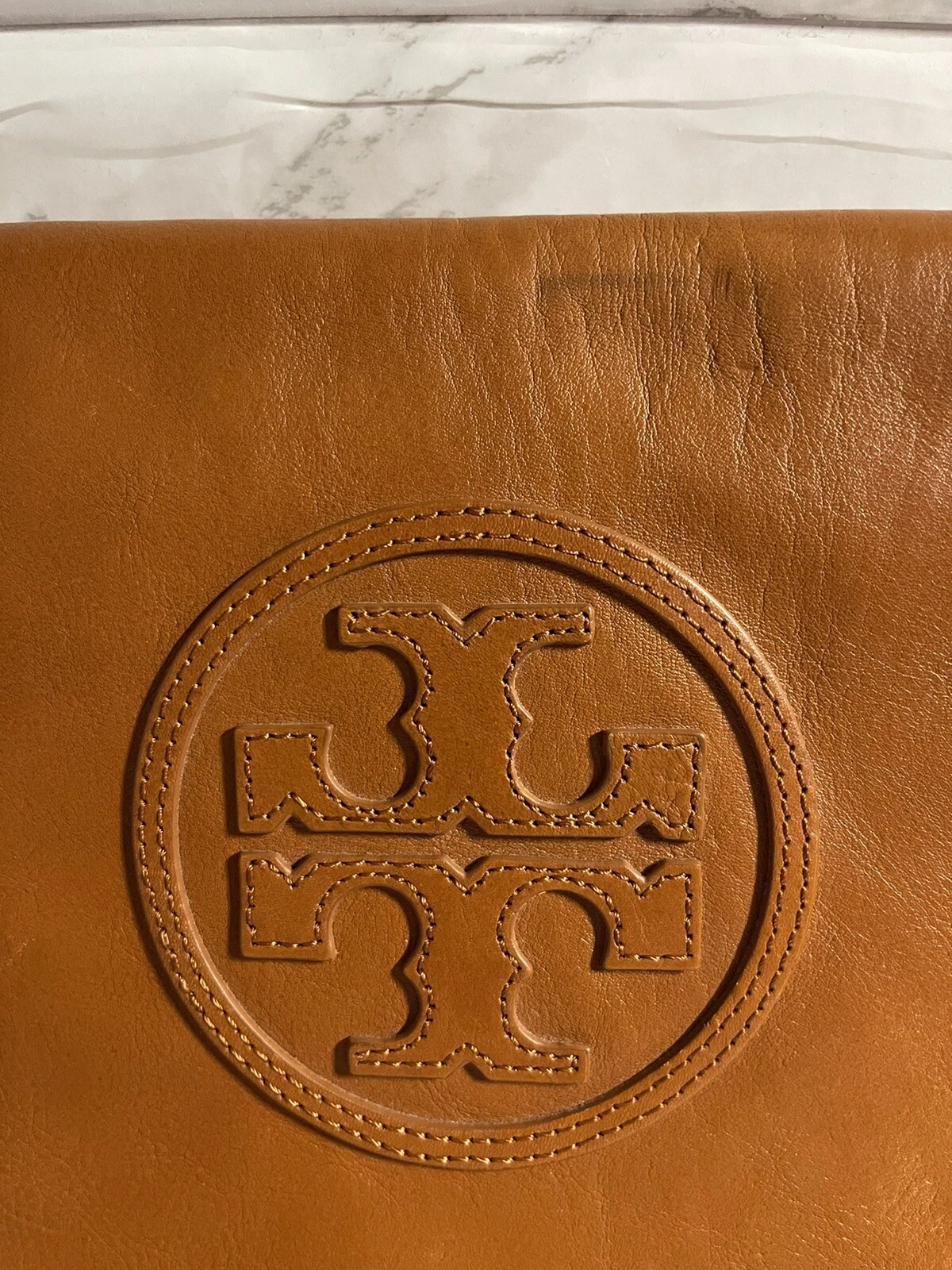 Tory Burch Luggage Brown Leather BOMBE Reva Shoulder Bag Clutch
