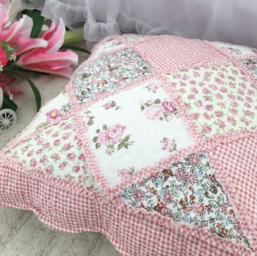 Funda de cojín de algodón acolchada bordada en mal estado funda de almohada parche trabajo rosa venta - Imagen 3 de 6