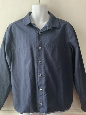 Merrell Mens Size M Medium Navy Blue Flannel Lined Button Up  j303
