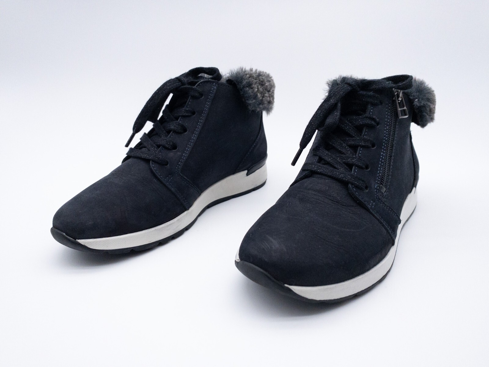 Walbusch Mujer Botas con Cordones de Invierno Zapatillas Azul Cuero Talla 38 Eu