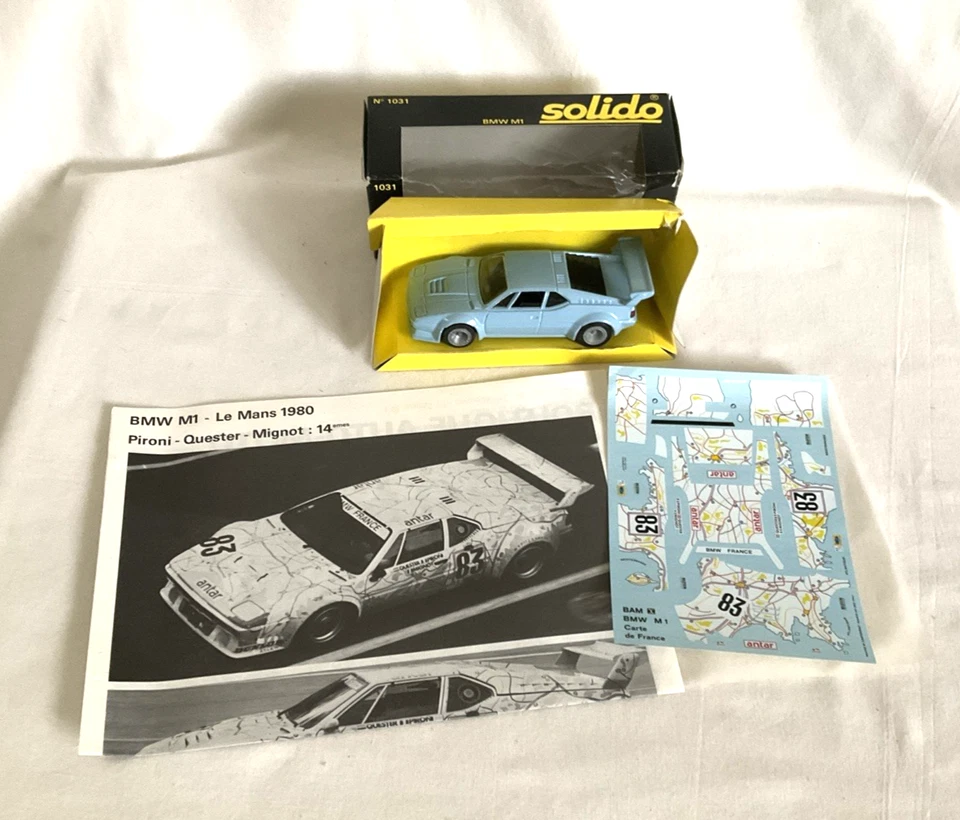 Solido 1031: BMW M1 с наклейками LeMans 1980 г. Литая модель 1/43. Новый в оригинале. Коробка - Изображение 2 из 4