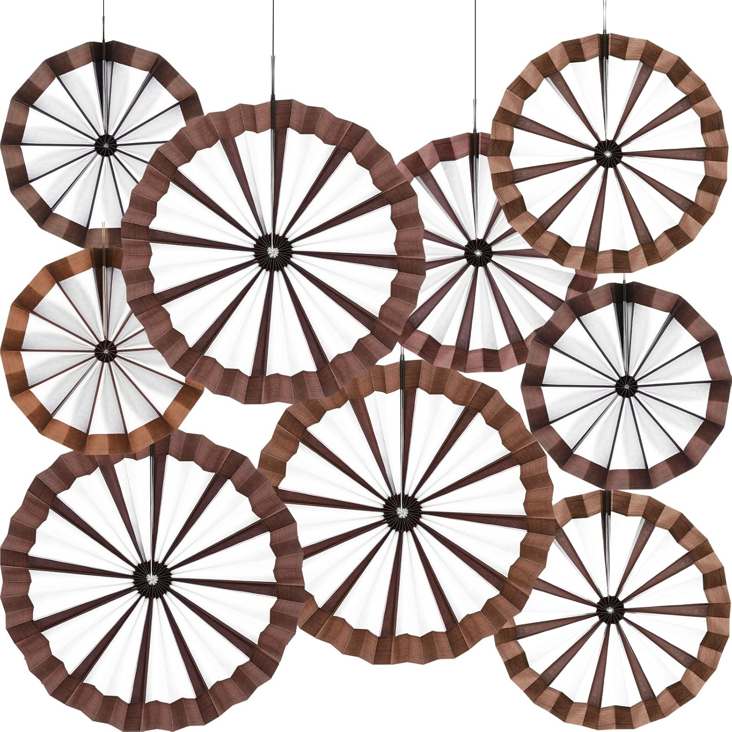 9 Pcs 9 Pcs Western Cowboy Party Decorations Paper Fans Wagon Wheels Straw Hay B