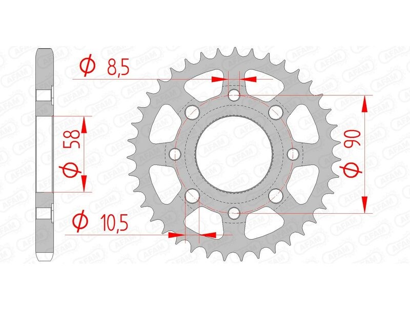 Pignon AFAM 10201 acier pas 428 pour réparer la transmission moto