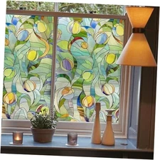 3D Stained Glass Window Film, Decorative Window Privacy Film for 