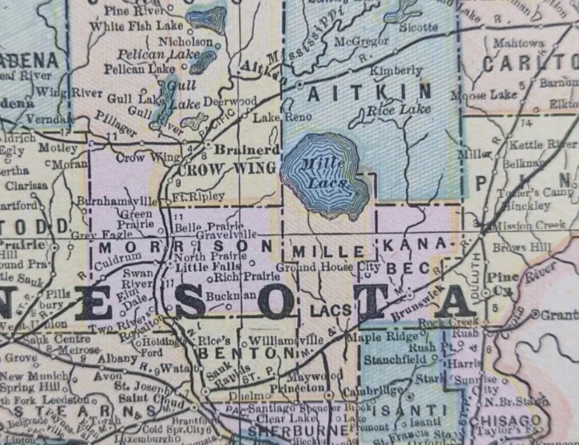 Mapa MINNESOTA 1892 11"x13" Antiguo Antiguo Original ROCHESTER BRAINERD MN De Colección Foto 4 de 4