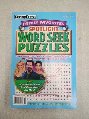 PennyPress Family Favorites SPOTLIGHT Word Seek SEARCH Puzzles TV/MOVIE Edition