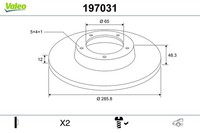 2X Valeo Bremsscheibe 197031 FüR A3 3C5 Audi Passat 3C2 362 365 Golf 1K1 VW 8P1