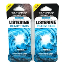Lot of 2 Listerine Ready Tabs Clean Mint 8 Tablets Each 16 Tabs Total