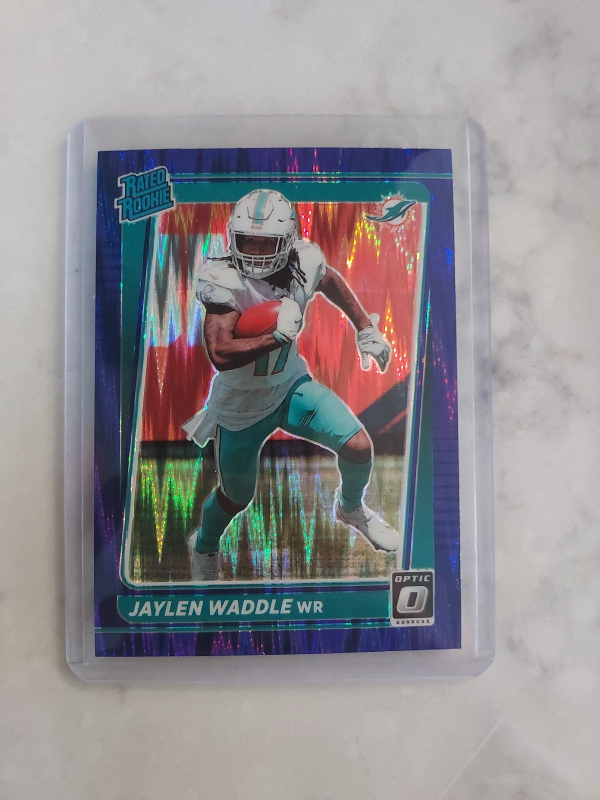 2021 Panini  Optic - Rated Rookie Jaylen Waddle #208 Purple Shock Prizm (RC)