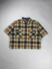 Vintage Carhartt Plaid Cropped Button Up Shirt / Boxy Fit / Loose / XL Orange