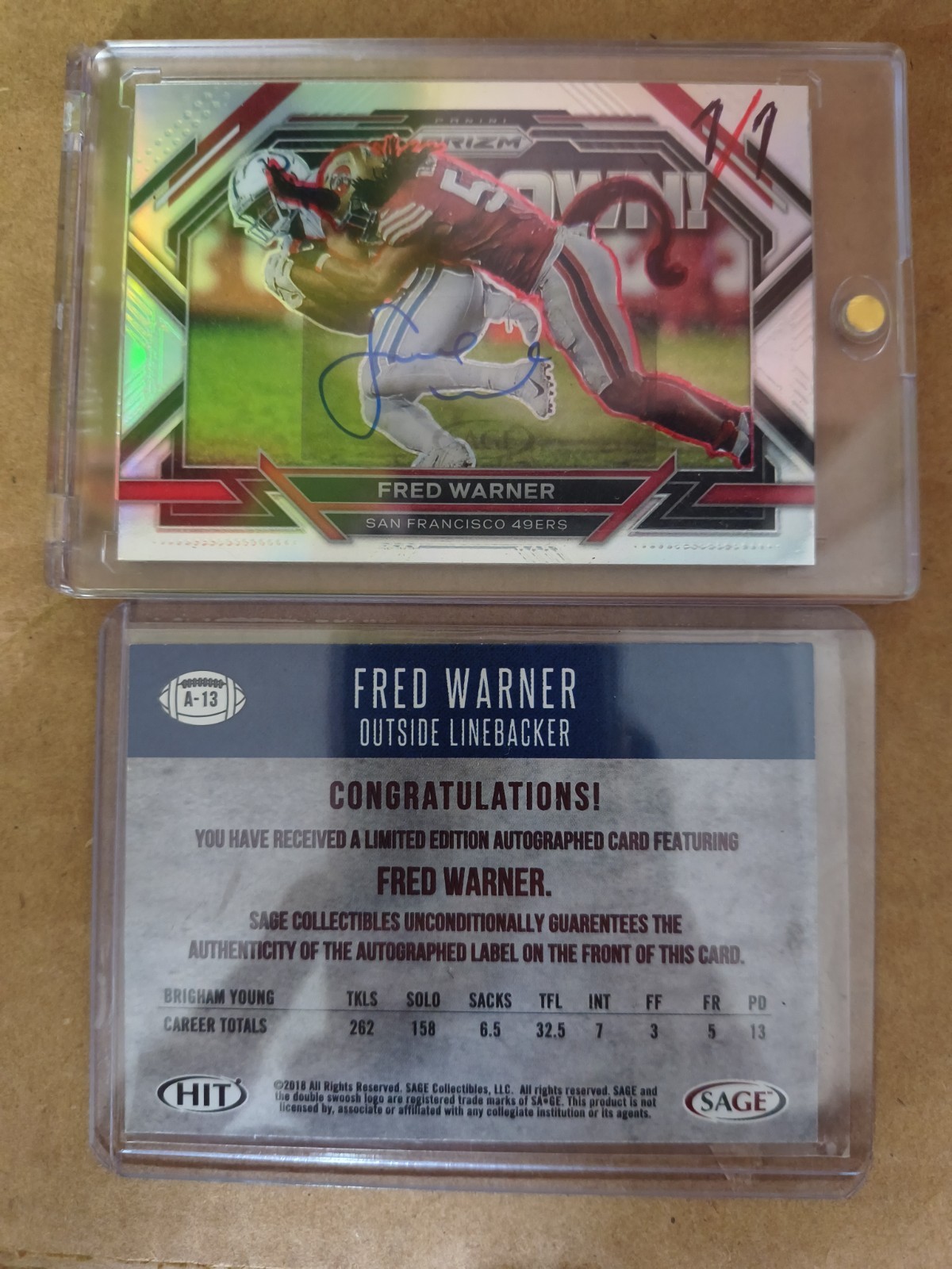 Fred Warner Lockdown 2022 Custom Art One Of One BULL Auto 1/1 autograph 49ers view 4