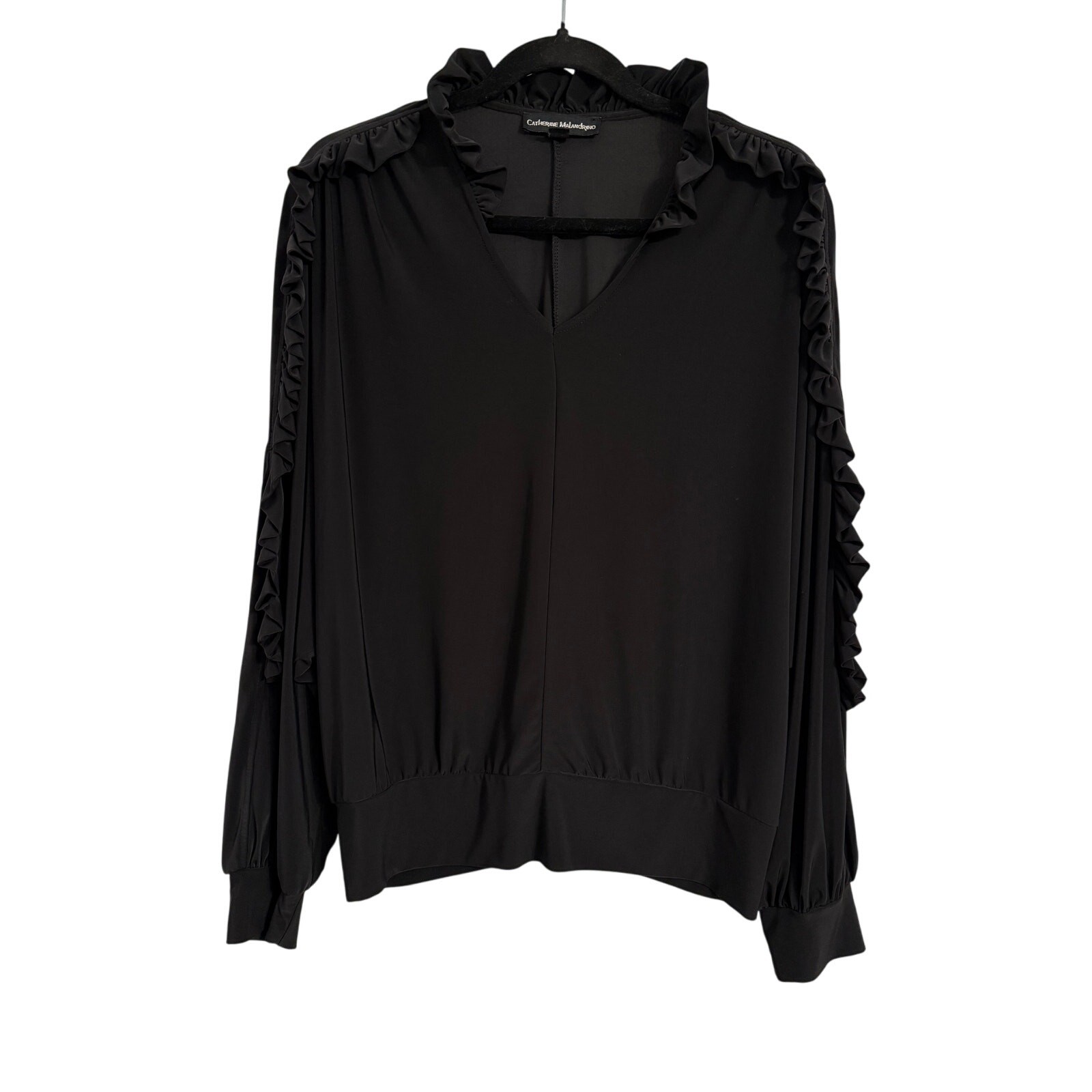 Catherine Malandrino Womens M Whimsigoth Oversized Ruffle Dolman Blouse