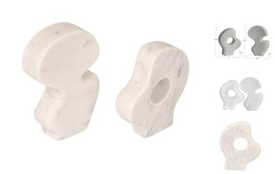  Decorative Abstract Marble Sculptures, Set of 2 Styles, White 