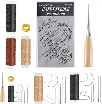 12-teiliges Leder Nähset, professionelles Lederhandwerk Reparaturset mit gewachsten drei