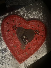 Mirror - Floral Mosaic Mirror Red Heart Shaped Handmade Bali SALE WAS £10 NOW £7