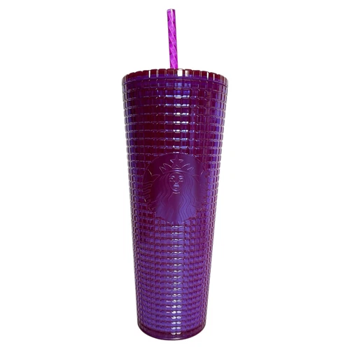 Starbucks Summer 2024 Iridescent Deep Magenta Grid 24 oz Venti Tumbler / New