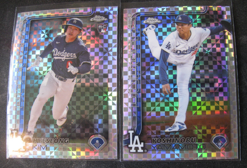 HYESEONG KIM (RC) / YOSHINOBU YAMAMOTO 2-CARD LOT 2025 Topps Chrome X-FRACTORS