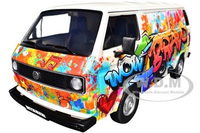 VOLKSWAGEN TYPE 2 (T3) VAN WHITE W/GRAFFITI 1/24 DIECAST MODEL BY MOTORMAX 79599