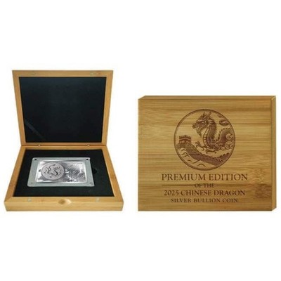 CHINESE DRAGON 2025 1 oz Pure Silver Coin & 2 oz Pure Silver Bar
