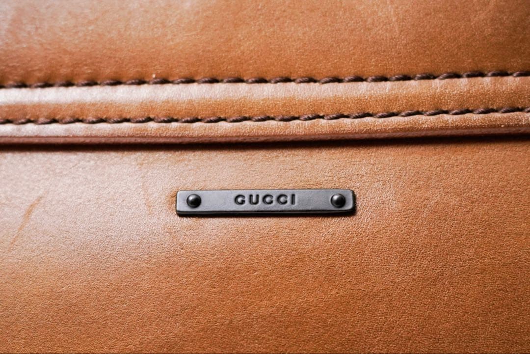 GUCCI Tom Ford Era Shoulder Bag Flaplock Leather Wood Brown Black Hardware Japan thumbnail 11