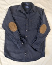 Pendleton Trail Shirt Wool Western Flannel Elbow Patch Heavyweight Mens L Long